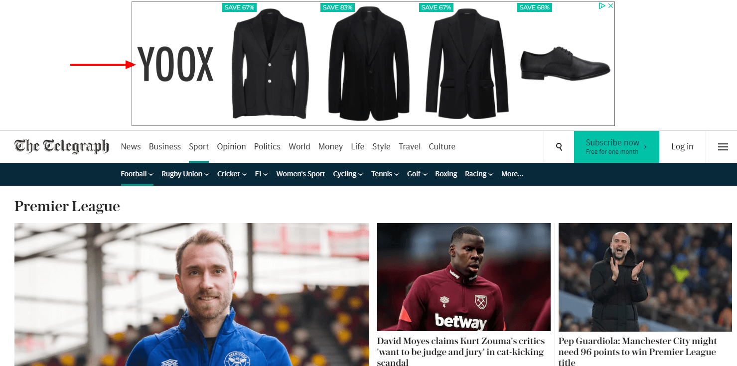  Example online remarketing advertising via The Telegraph