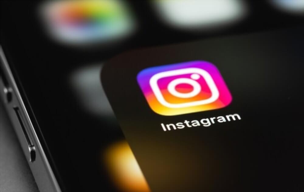 Instagram mobile app on screen smartphone