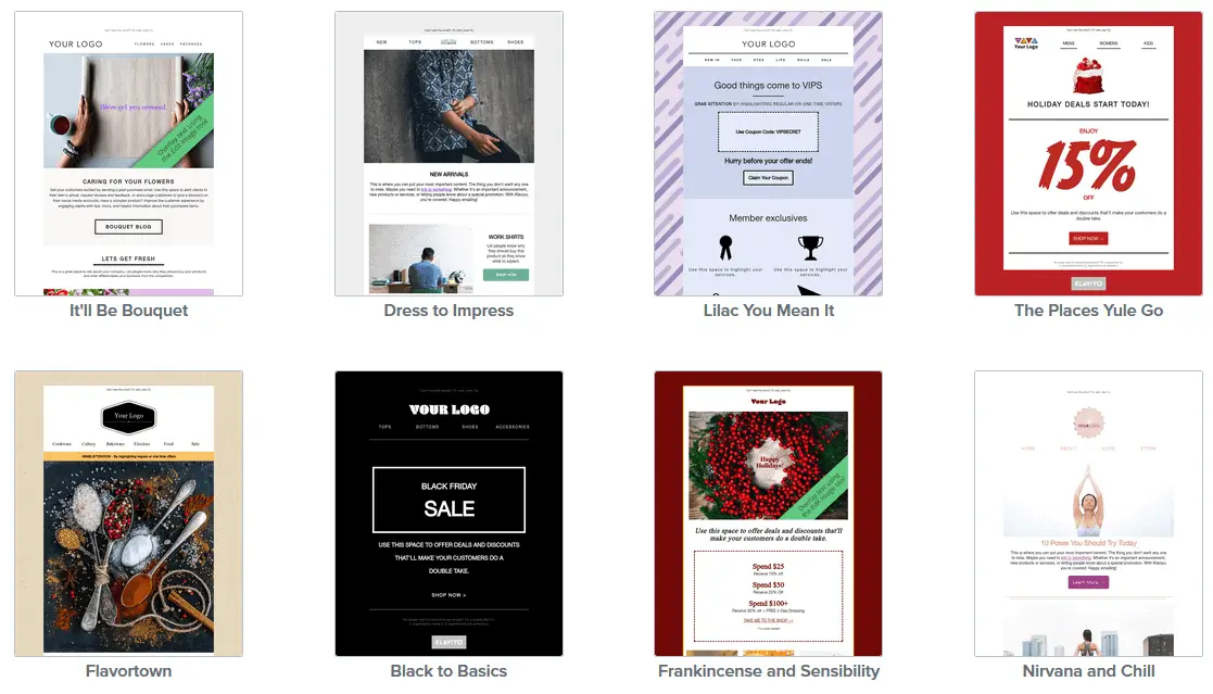 Klaviyo email templates